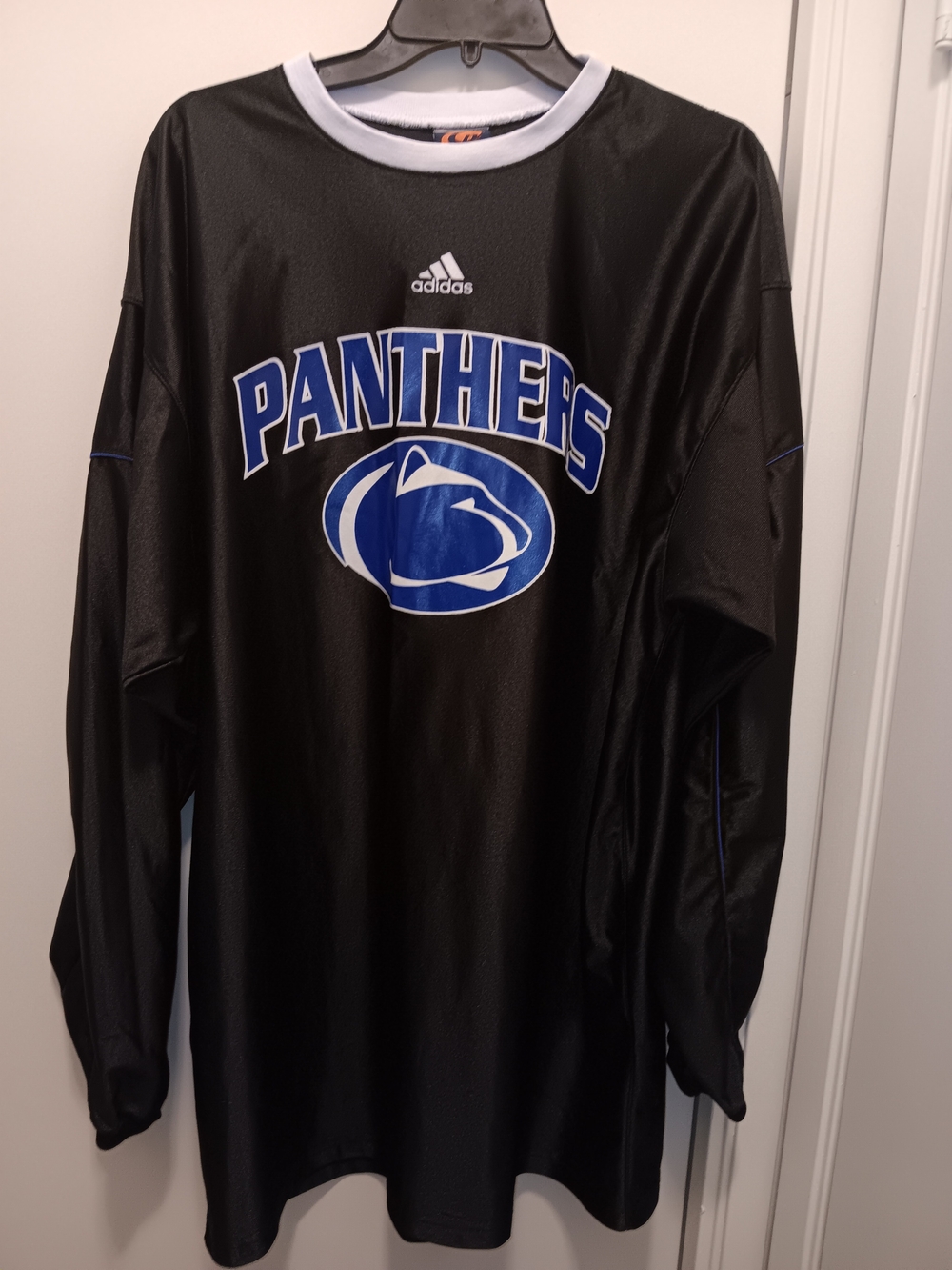 Adidas Men’s Panthers Black Long-Sleeve Athletic Shirt